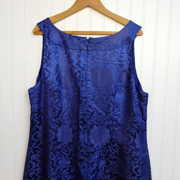 Long Tall Sally Blue Sheath Dress Swing Jacket Size 18 Tall Asian Inspired MOB - Picture 11 of 13